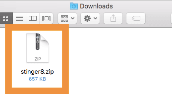 downloadディレクトリにstinger8.zipがダウンロードされます。