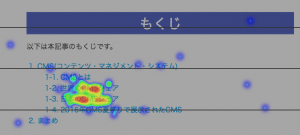 CMS記事の目次 クリック数が集中していることがわかる
