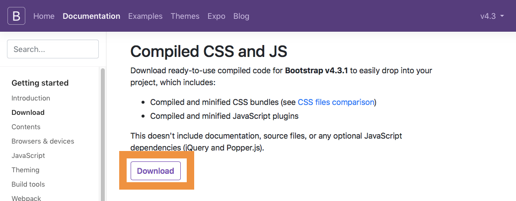 bootstrap4.3ダウンロード