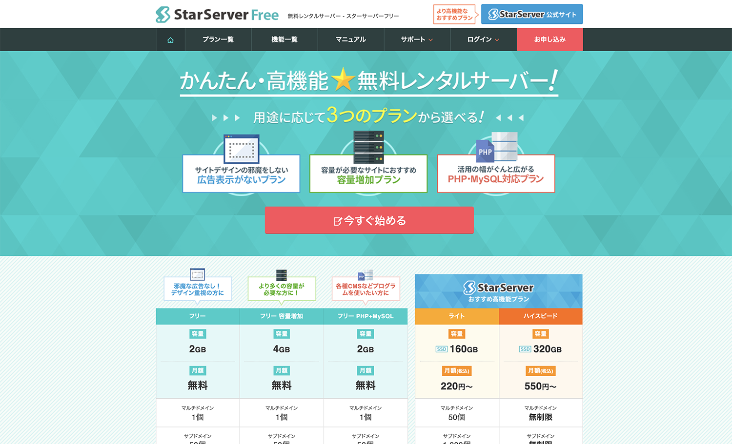 StarServer Freeの公式ホームページ
