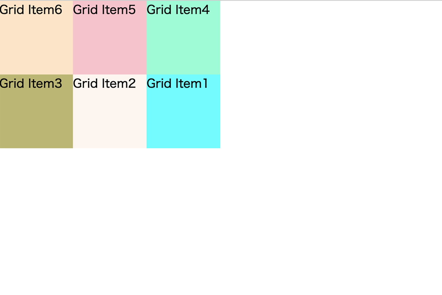 grid-template-areasを使用してアイテムの順番を変更している例