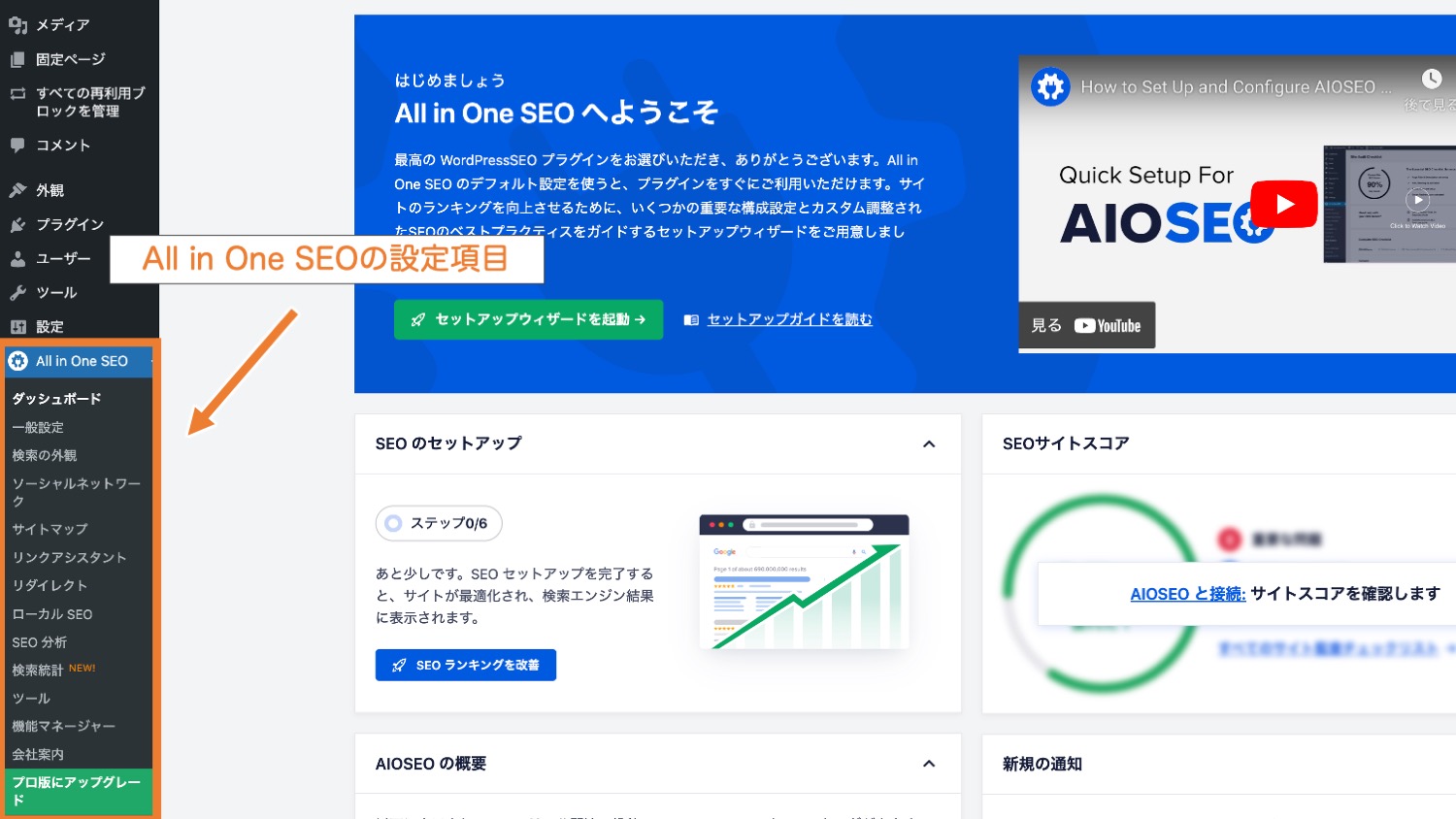 All in One SEOの設定項目