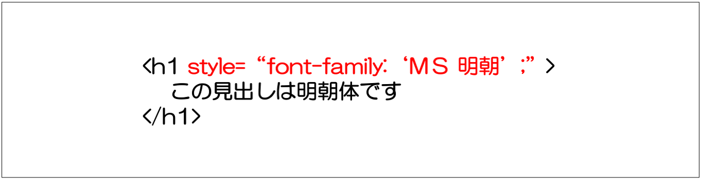 cssサンプル　フォントファミリーをMS 明朝にする例