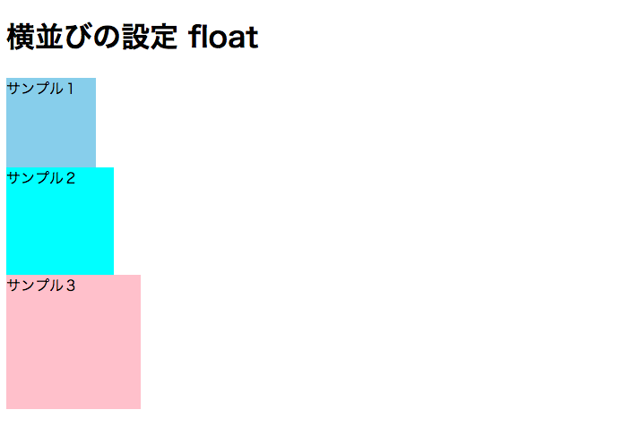 div1、div2、div3が縦に並んでいる