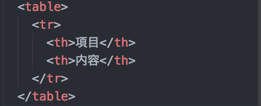 html tableタグ thタグ