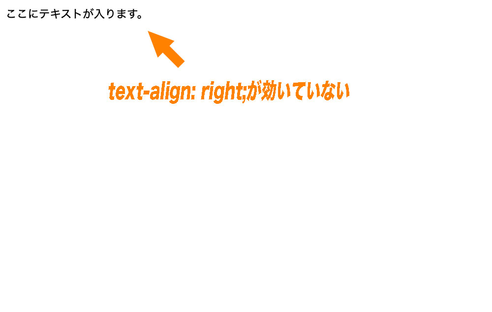 インライン要素にtext-alignプロパティを直接していた場合、指定が効かない。