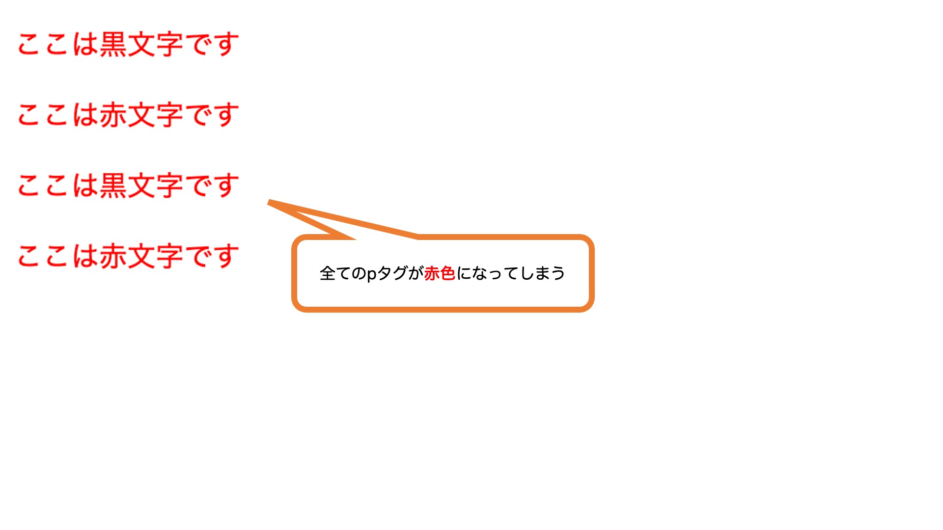 全てのpタグに対してスタイルが適用されてしまっている