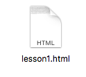 html-lesson1フォルダ上にlesson1.htmlフォルダを作成する